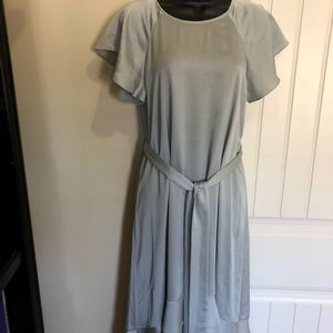 Grey dress with flutter sleeves